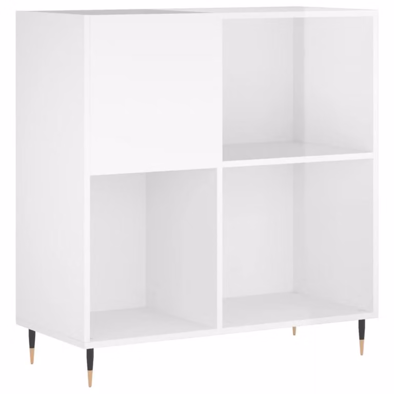 Berkfield Home Record Cabinet in High Gloss White, W/D/H: 84.5 x 38 x 89 cm
