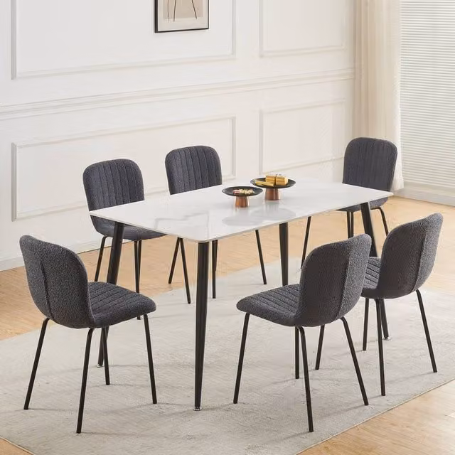 MCC Direct Bella Luxe Set of 6 Teddy Faux Fur Dining Chairs in Dark Grey – 1