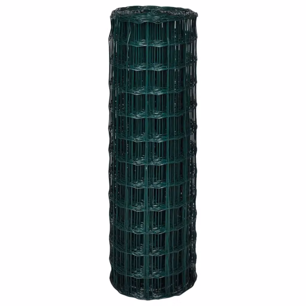 Berkfield Home Euro Fence Green PVC-Coated Steel Fencing, W: 10 m, H: 1.2 m – 3