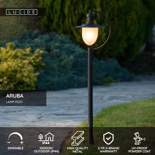 Lucide Aruba Dimmable Modern Outdoor Bollard Lamp Post in Black – 2