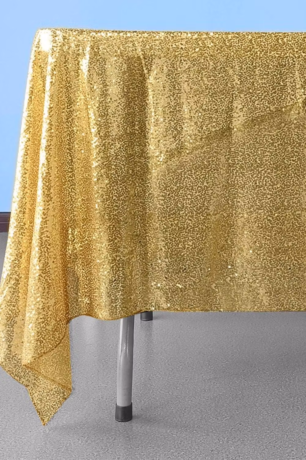 Neel Blue Square Sequin Tablecloth in Metallic Gold, W/D/H: 177.8 x 177.8 x 177.8 cm