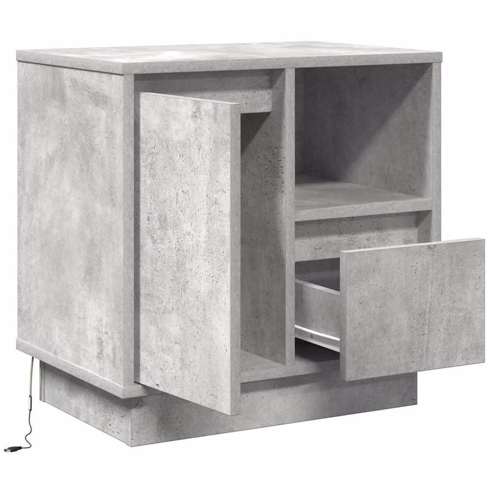 Berkfield Home Set of 2 Modern Bedside Cabinets with Integrated LED Lighting in Concrete Grey, W/D/H: 50 x 34.5 x 50 cm – 3