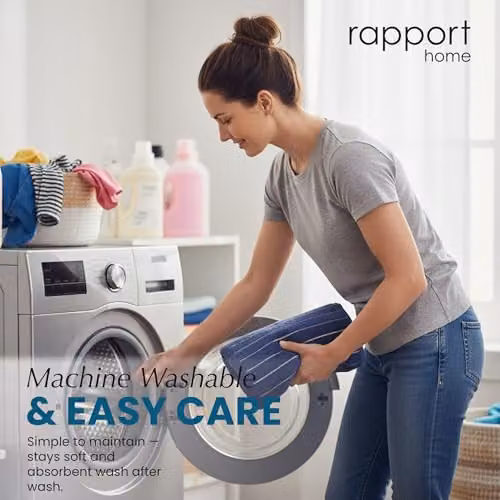 Rapport Home Sandringham Two Piece Striped Cotton Towel Bale in Navy and Gold, W/D/H: 90 x 140 cm – 3
