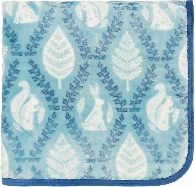 Helena Springfield Woodland Trellis Blue Fleece Throw, W: 140 cm, D: 180 cm