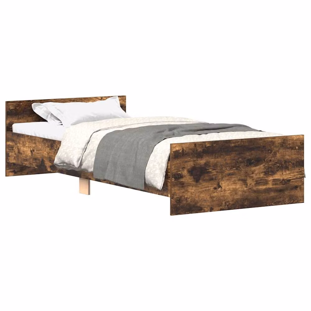 Berkfield Home Durable Bed Frame in Smoked Oak and Brown Engineered Wood, W: 100 cm, L: 200 cm – 2