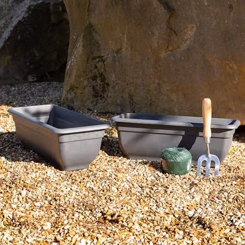 Wham Bell Pot 47cm Rectangular Plastic Garden Planter Trough in Grey – 3