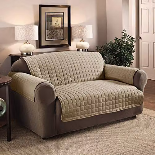 Ashley Mills 2 Seater Water Resistant Quilted Furniture Protector, Beige, W: 116.84 cm, H: 179.07 cm