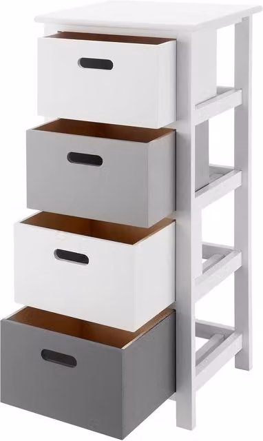 LIVIVO Nina 4 Drawer Storage Unit in White and Grey for Bathroom or Bedroom Use