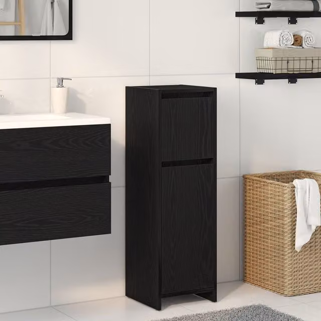Berkfield Home Modern Black Oak Bathroom Cabinet, W/D/H: 30 x 30 x 95 cm – 1