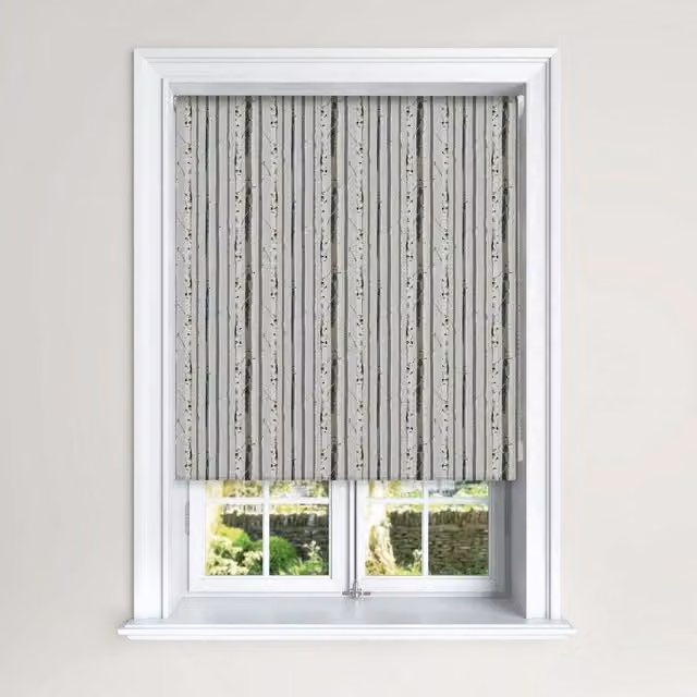 Starry Wood Blackout Roller Blinds with Stars in Brown and Grey, W: 60 cm, H: 140 cm
