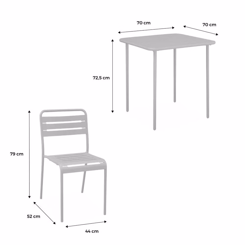 sweeek 2-Seater Square Steel Garden Table and Chairs Set in Matt Green – 3