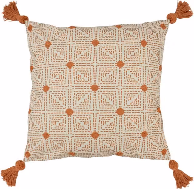 Make it a Home Chia Tufted Cotton Square Cushion in Coral