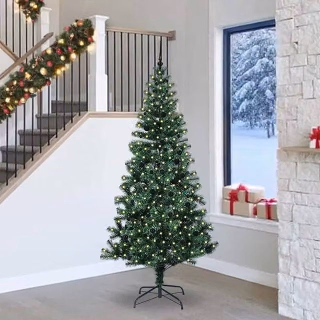 Berkfield Home Pre-lit Artificial Christmas Tree, Green, Height: 240 cm