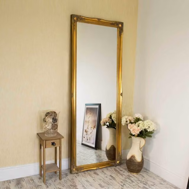 MirrorOutlet Hamilton Antique Design Full Length Wall Mirror in Gold
