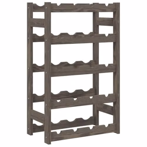 vidaXL Grey Solid Pine Wood Wine Rack for 20 Bottles, W/D/H: 70 x 43 x 25 cm