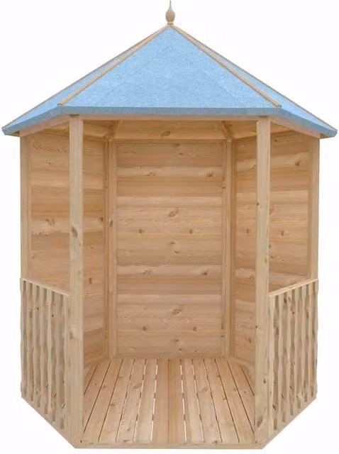 Shires Dip Treated Wooden Garden Gazebo Arbour with Seat in Light Brown