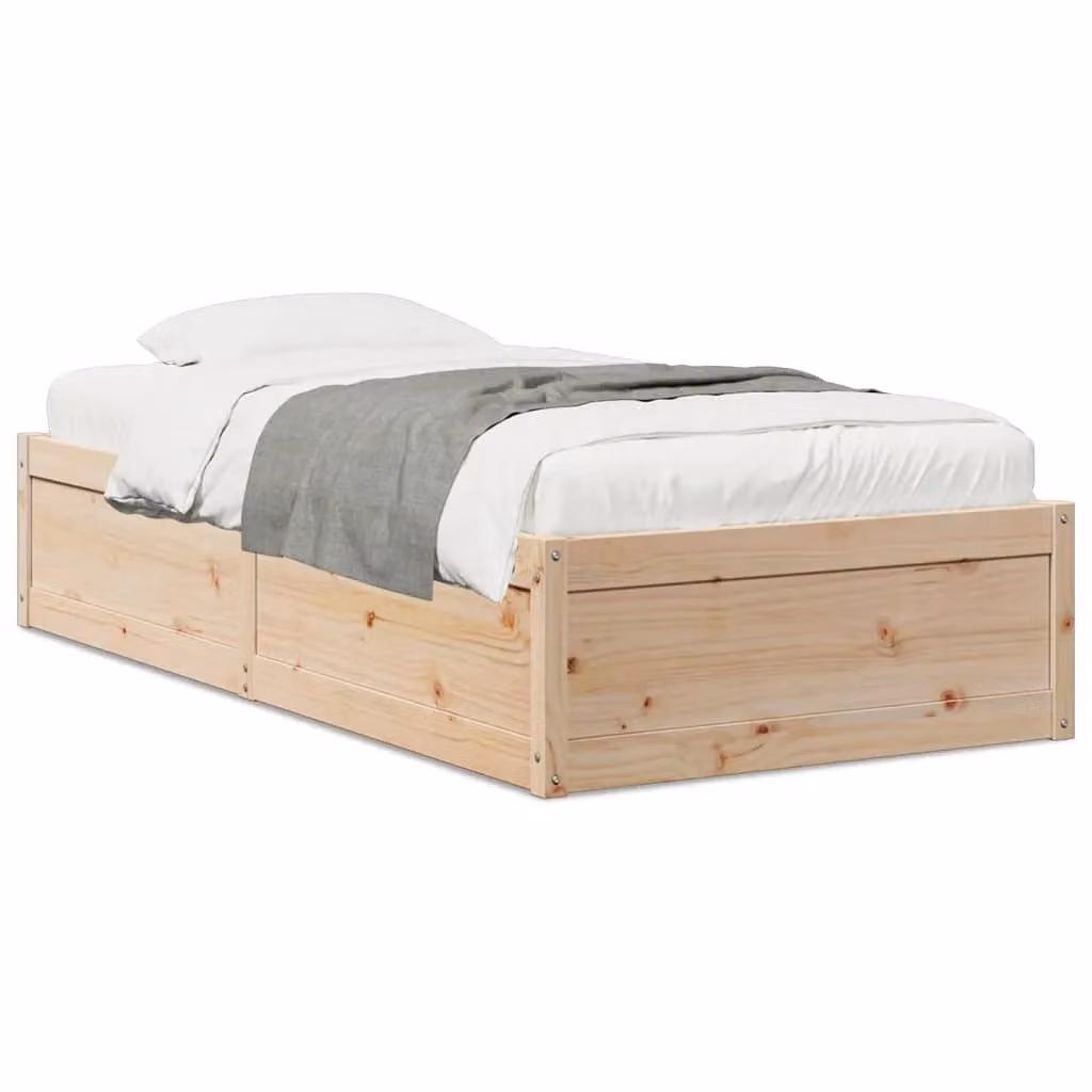 Berkfield Home Single Solid Wood Pine Bed Frame in Brown, W/D/H: 90 x 190 cm – 2