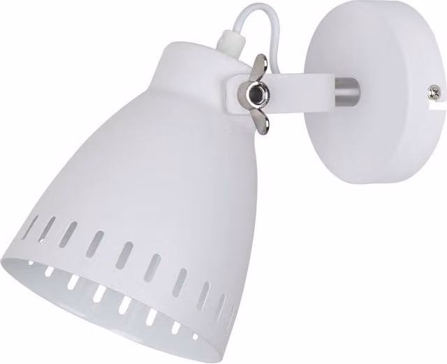 Netlighting Industrial and Retro Wall Lamp in White and Silver with White Cone Shade and E27 Socket
