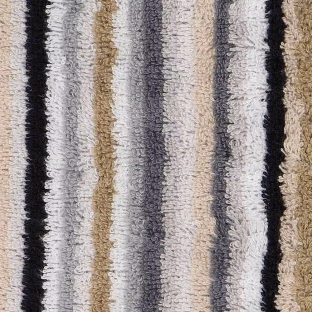 Cawo Fluffy Cotton Terrycloth Washcloth in Beige Striped Design, Pack of 1 – 2