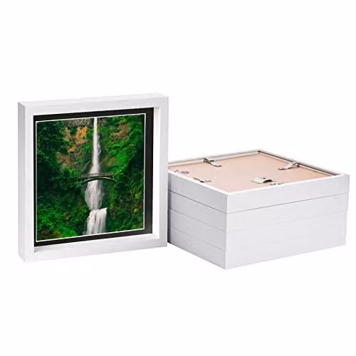 Nicola Spring Square Single 3D Box Photo Frames in Black and White, Pack of 5 – 1