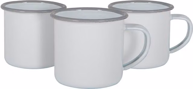 Argon Tableware Pack of 12 Grey and White Enamel Espresso Cups, 130ml
