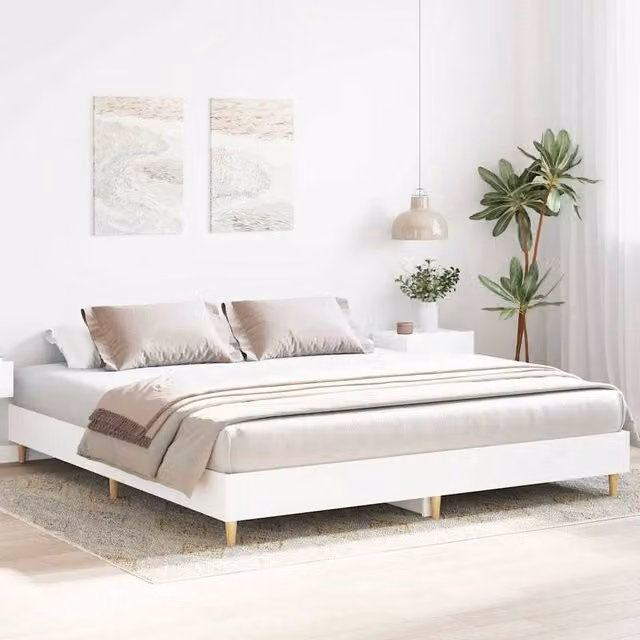 Berkfield Home Durable Super King Bed Frame in White, W/D/H: 180 x 200 x 25 cm