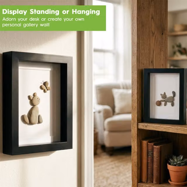Nicola Spring Pack of 5 Black 3D Shadow Box Photo Frames, Square, W/H: 15.24 x 15.24 cm