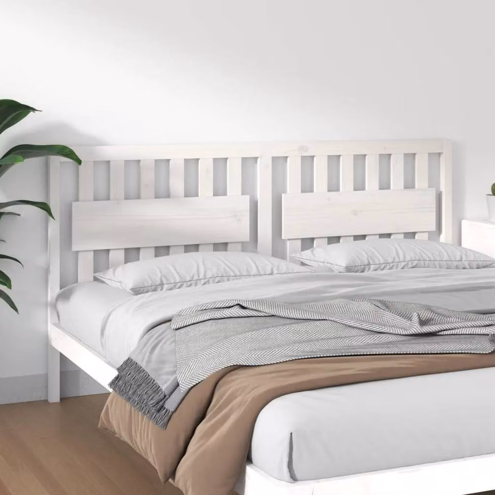 Berkfield Home Beautiful Bed Headboard in White Solid Wood Pine, W: 185.5 cm, D: 4 cm, H: 100 cm – 2