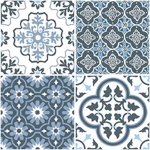 WallPops FP2951 Leyton Blue and Grey Self-Adhesive Peel and Stick Floor Tiles, 30.48 x 30.48 cm – 1