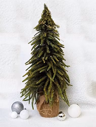 Netagon Decorative Gold Mini Christmas Tree in Green Hessian Bag, Height: 52 cm