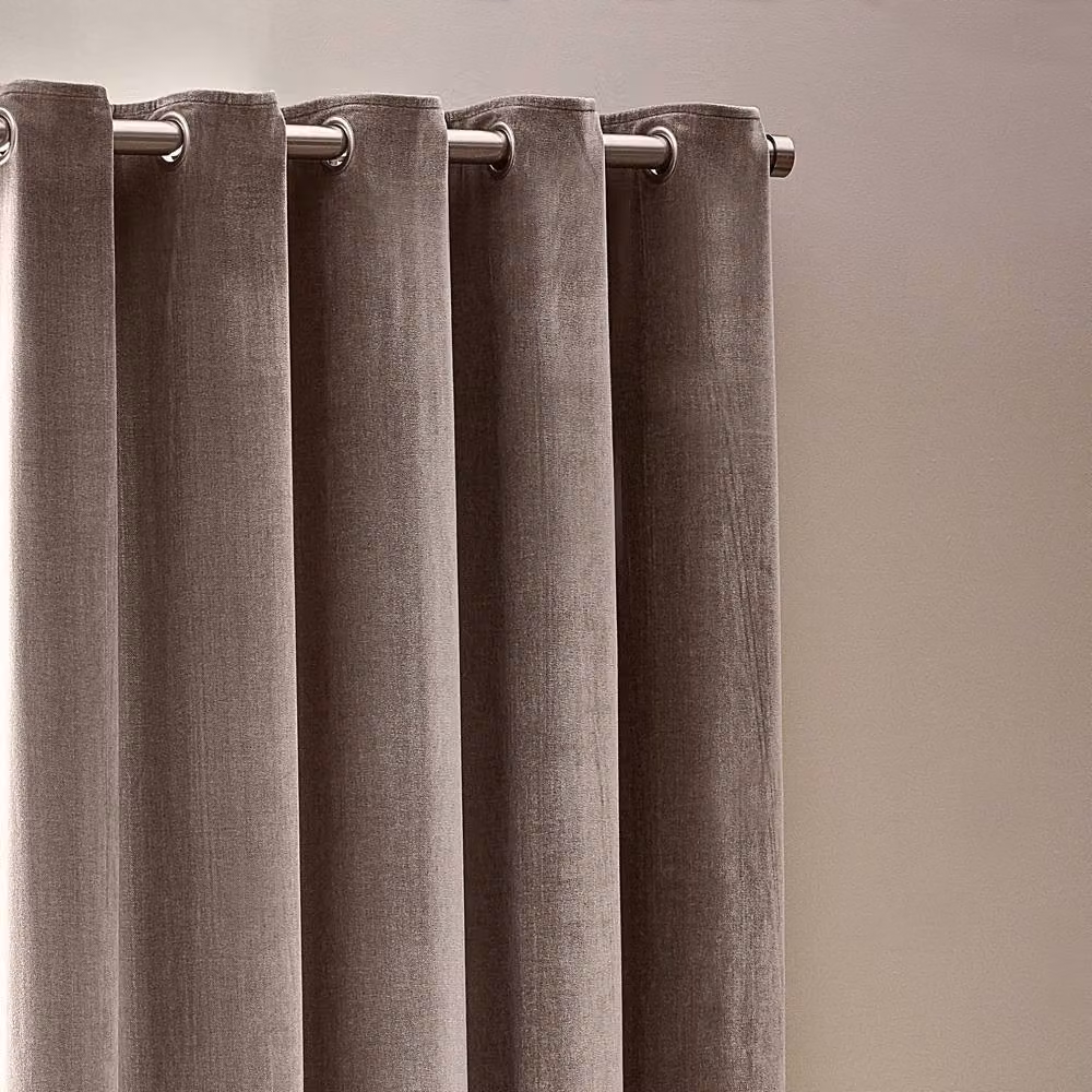 Yard Beige Chenille Blackout Eyelet Curtain Pair, W: 229 cm, H: 229 cm – 3