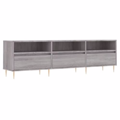vidaXL Modern Grey TV Cabinet with Media Compartments, W/D/H: 150 x 44.5 x 30 cm