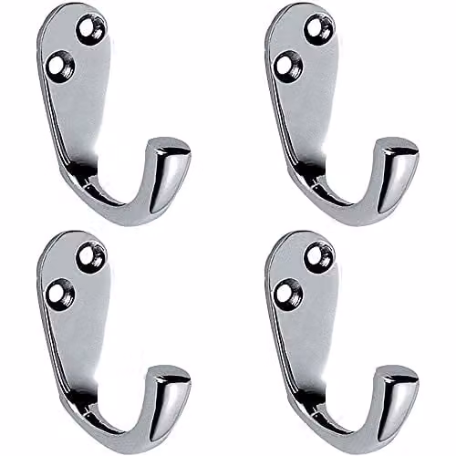 Loops Victorian One Piece Single Bathroom Robe Hook, Polished Chrome, 40mm Projection, Pack of 4