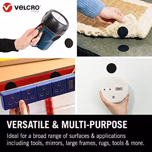 VELCRO Brand Heavy Duty Stick on Coins, Black, Diameter: 45 mm, Set of 6 – 3