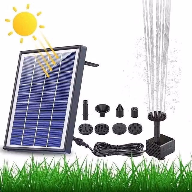 NESTLUNE 6.5W Solar Powered Fountain Pump with 1500mAh Battery in Black – 1