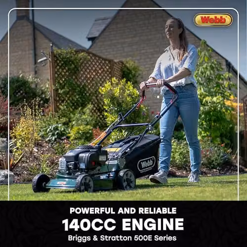 Webb Supreme 46cm Self Propelled Petrol Lawnmower in Green with 65L Collection Bag – 8