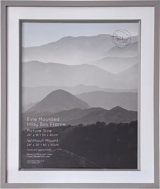 The Port. Co Gallery Evie Single Mounted Inlay Photo Frame, Grey, W: 50.8 cm x H: 40.64 cm
