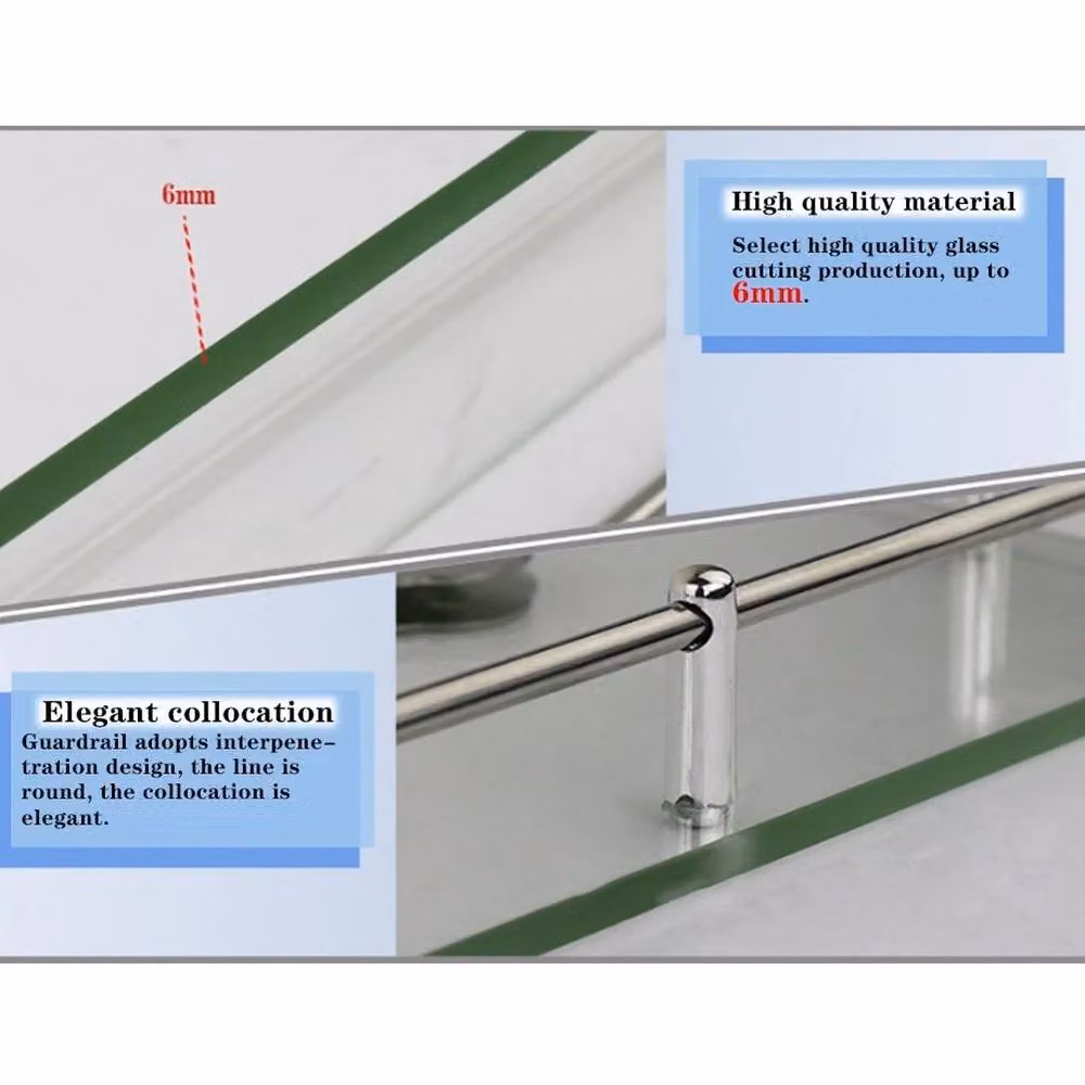 FORGEVIO Modern Wall Mounted Glass Bathroom Shelf in Transparent, W: 180 cm, H: 180 cm, D: 40 cm – 2