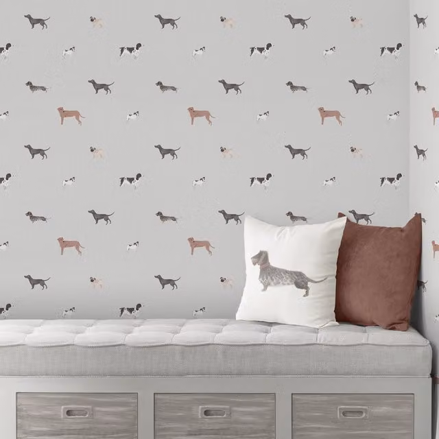 Sophie Allport Woof Grey Animal Print Square Textile Cushion