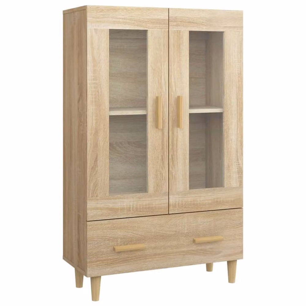 Berkfield Home Sonoma Oak Highboard in Beige with Glass Doors, W/D/H: 70 x 31 x 115 cm – 2