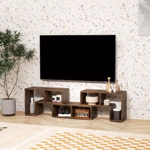 HOMCOM Rustic Brown TV Stand for Televisions up to 75 Inches – 5