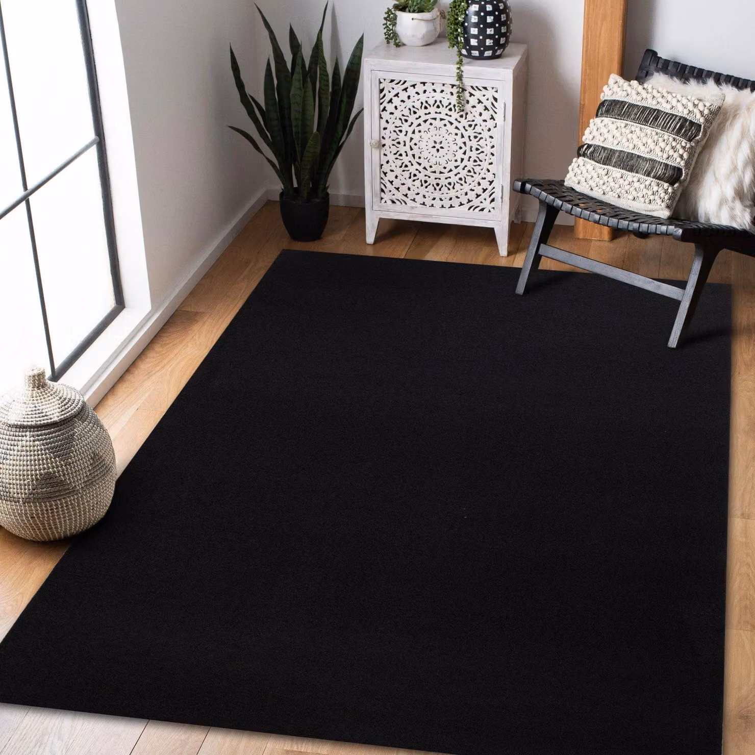 RugsX Rumba Anti-Slip Black Rectangular Rug, W: 70 cm, L: 250 cm – 2