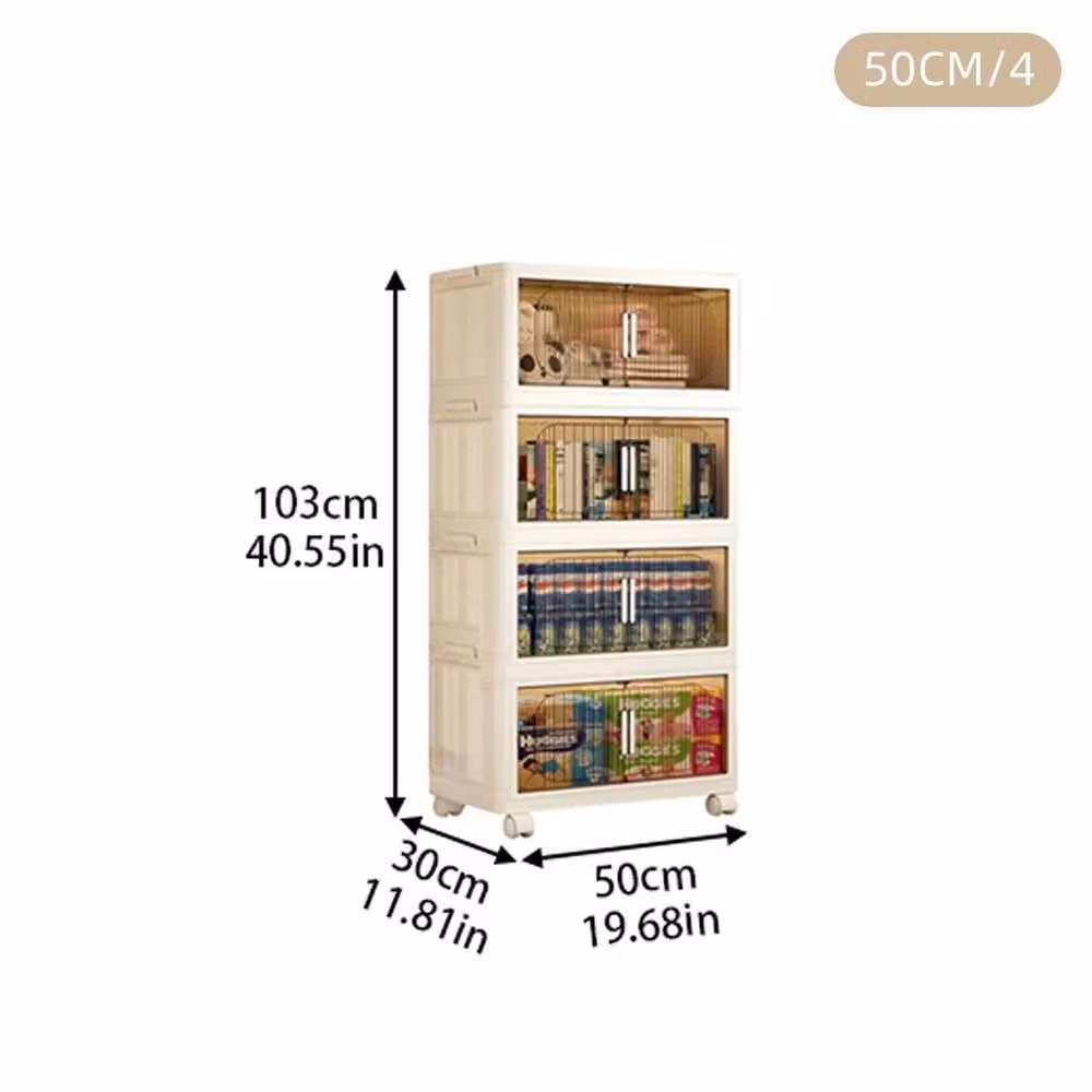 FLAVORA 4-Tier Foldable Rolling Stackable Storage Box in White, W/D/H: 50 x 30 x 30 cm – 2