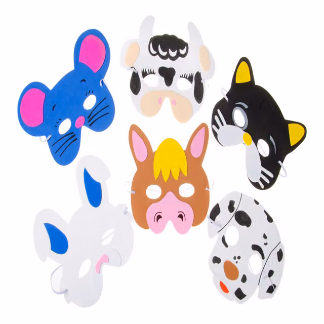 LG-Imports Pack of 6 Multicolour Farm Animal Foam Masks