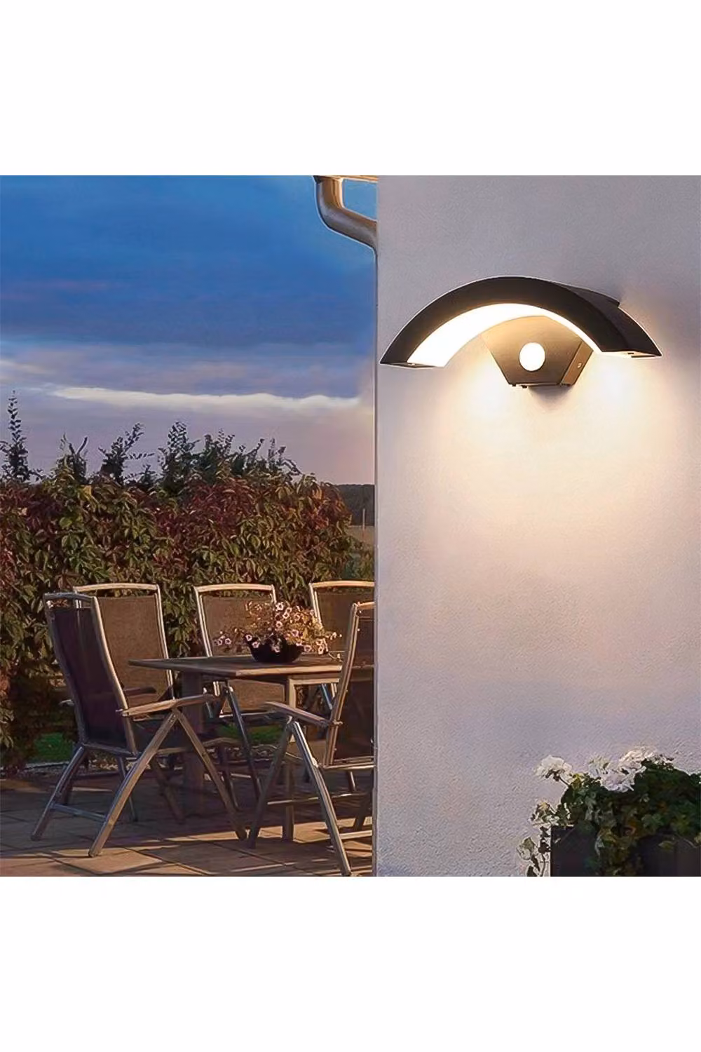 Garden Sanctuary Modern Black LED Curved Induction Wall Light with Motion Sensor for Outdoor Use – 2