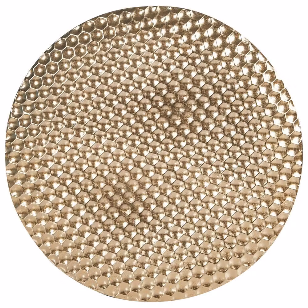 Wyld and Coco Gold Geometric Iron Round Honeycomb Hanging Wall Decor, Diameter: 60 cm – 2