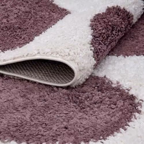 THE RUGS Soft Shaggy Round Area Rug in Purple with Modern Animal Print Design, Diameter: 120 cm – 4
