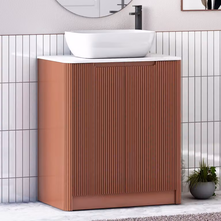 Royal Bathrooms Avenza 800mm Terracotta Clay Floor Standing 2 Door Vanity Unit with Elva Basin