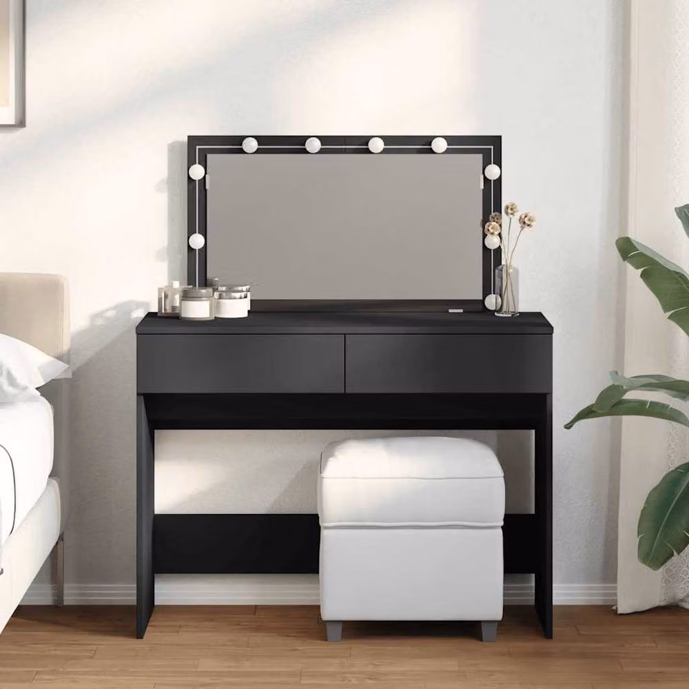 Berkfield Home Beautiful LED Dressing Table in Black, W/D/H: 100 x 40 x 120 cm – 2