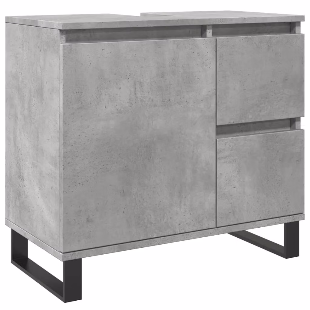 Berkfield Home Freestanding Bathroom Sink Cabinet in Concrete Grey, W: 65 cm, D: 33 cm, H: 60 cm – 2